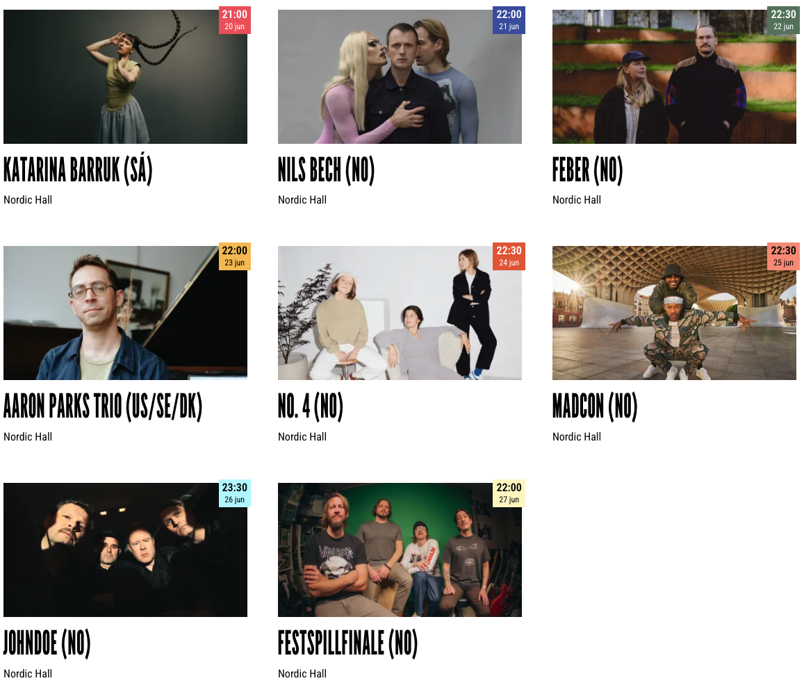 Forestillinger i Nordic Hall